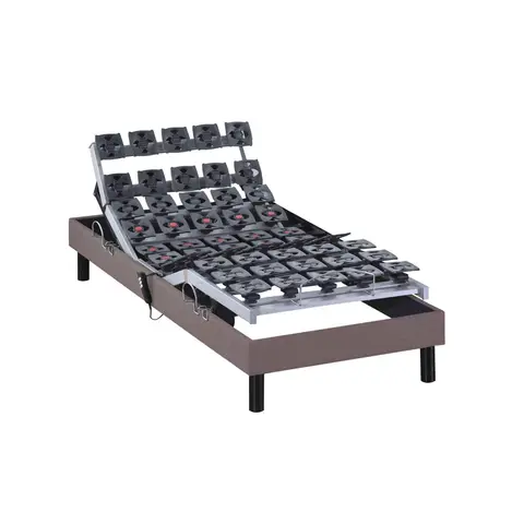 Sommier électrique de relaxation tout plots tissu taupe
