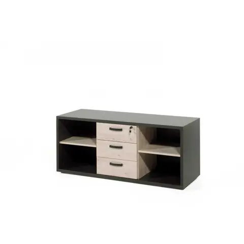 Meuble de rangement contemporain chêne/noir Salto Chêne — Chêne