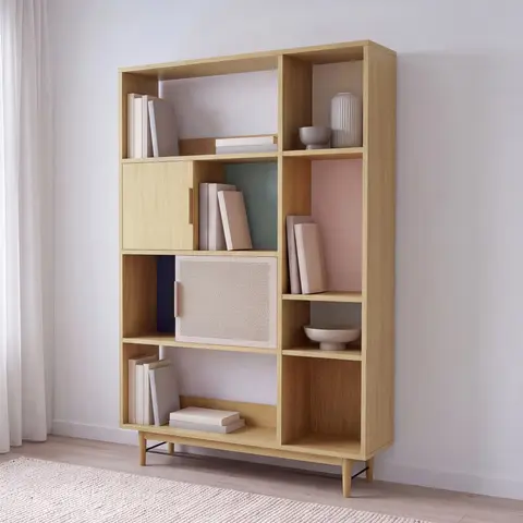 Bibliothèque en placage chêne multicolore, L112 cm