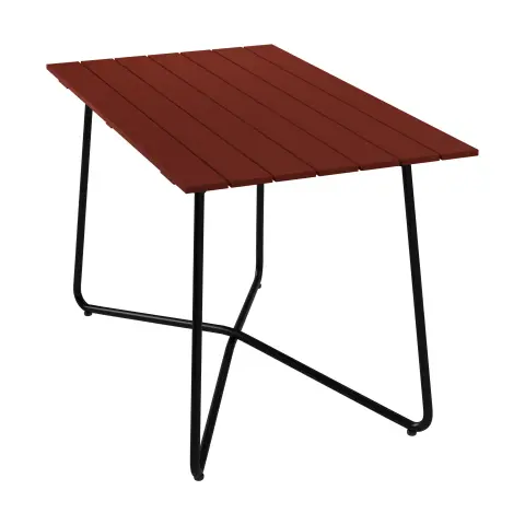 Table B25A Structure en chêne laqué rouge foncé et acier noir,