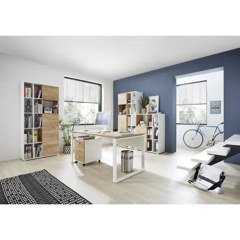 Ensemble de bureau moderne chêne/blanc Pietro Chêne — Chêne