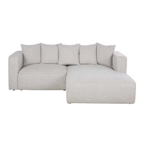 Canapé d'angle droit convertible 3/4 places gris clair chiné