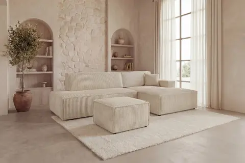 Canapé d'angle Duo Laria Angle Beige Angle gauche 274 cm x 170 cm x 73 cm