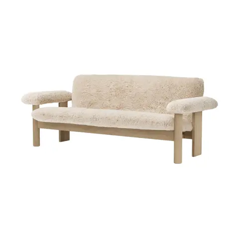 Canapé 2 places Brasilia Natural oak-Nature sheepskin curly