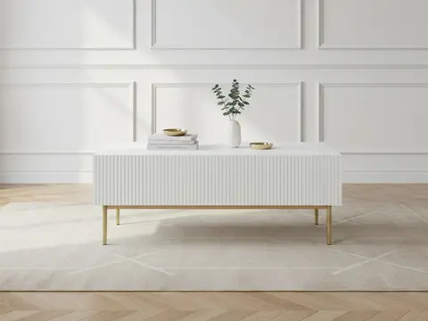 Table basse KASHA Pieds or blanc