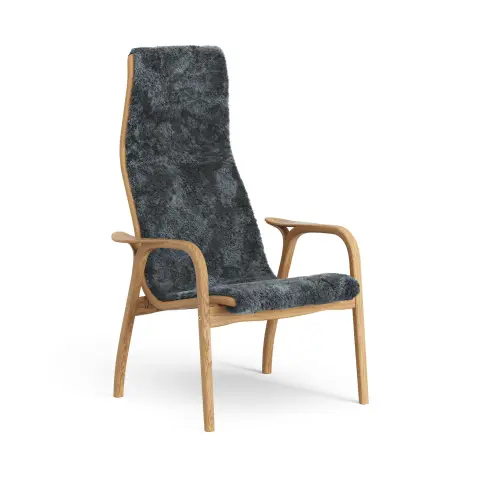 Fauteuil Lamino chêne huilé/peau de mouton Charcoal (gris foncé)