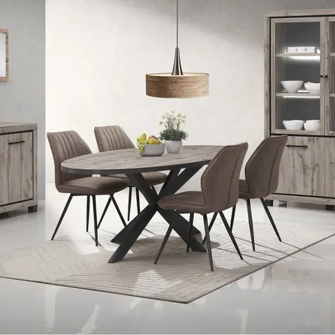 Table de salle à manger ovale chêne canada Heleane Chêne canada — Chêne canada
