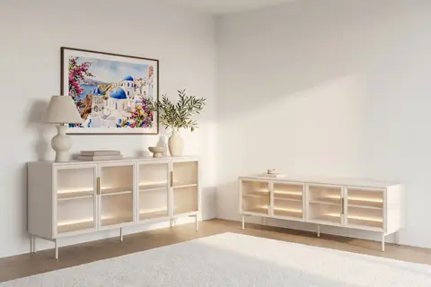 Ensemble meuble Paloma - Ensemble Buffet & TV Beige 181 cm x 39 cm x 82 cm