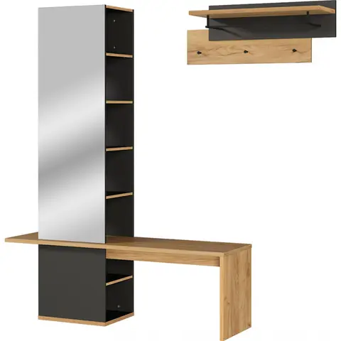 Meuble d'entrée moderne chêne/graphite Gaspart Chêne/anthracite — Chêne