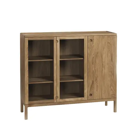 Buffet Prio haut chêne huilé naturel, porte en verre