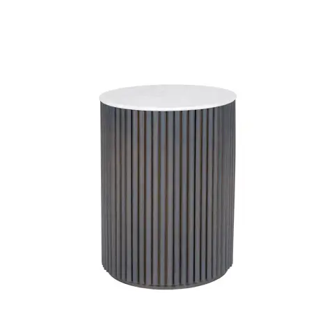 Petit Palais table d'appoint chêne teinté gris foncé, h55, dessus en marbre carrara