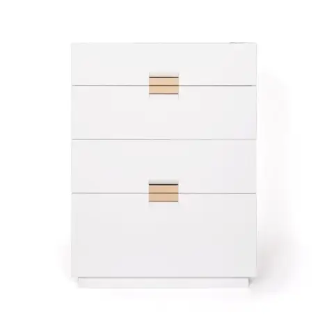 Commode Frame High white, cuir natural