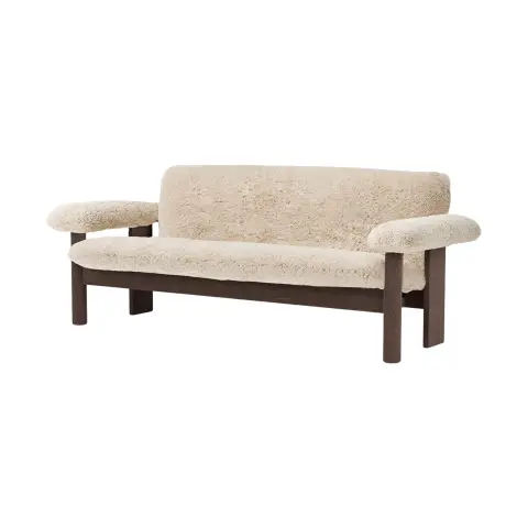 Canapé 2 places Brasilia Dark oak-Nature sheepskin curly