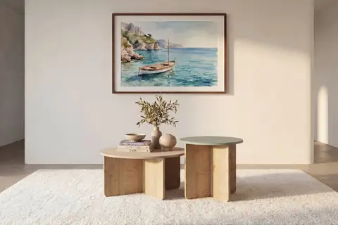 Duo Aria - Table Basse Chêne clair 70 cm x 70 cm x 50 cm