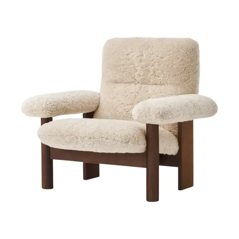 Fauteuil Brasilia Dark oak-Nature sheepskin curly