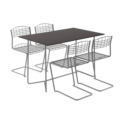 Table High tech + 4 chaises High tech noir-stativ galvanisé à chaud