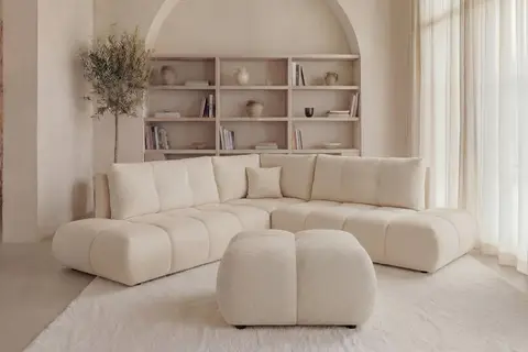 Canapé d'angle Duo Constance L Beige Angle droit 266 cm x 266 cm x 88 cm