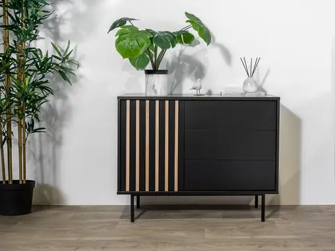 Commode 3 tiroirs 1 porte CORNEILLE avec tasseaux en pin massif