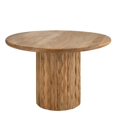Table à manger ronde en bois sculpté
