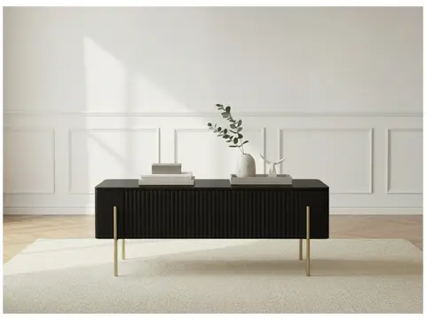 Table basse 2 tiroirs 100 cm MATHILDE pieds or