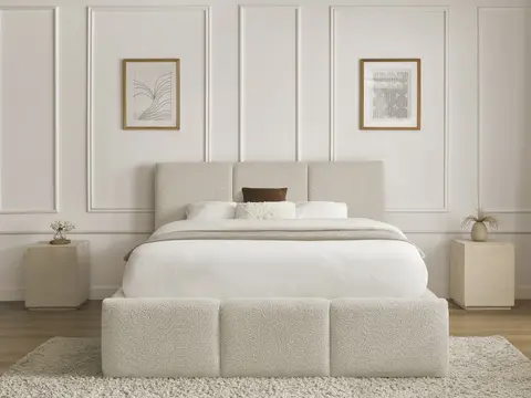 Lit coffre ELYA bouclette beige