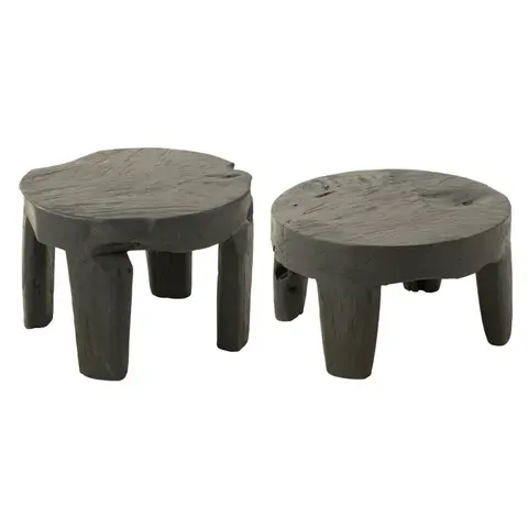 Set de 2 tables basses rondes en bois de teck