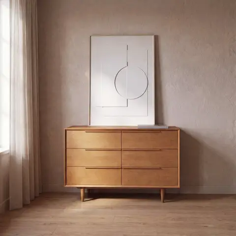 Commode double 6 tiroirs, L125 cm