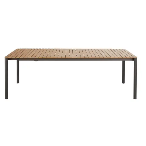 Table de jardin extensible en bois de teck et aluminium gris anthracite 12/14 personnes L230/330