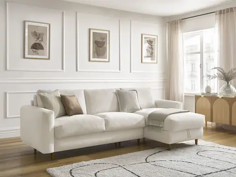 Canapé d'angle réversible convertible NOUVEAU COCOONE lisse beige