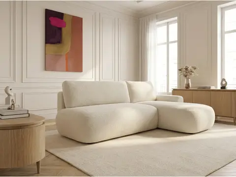 Canapé d'angle convertible TANGO bouclette beige