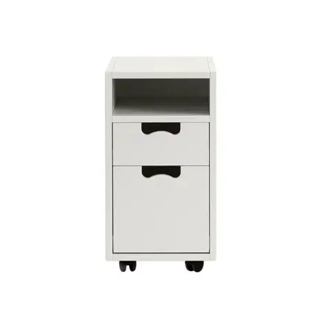 Table de chevet Snö G3 white, roues noires