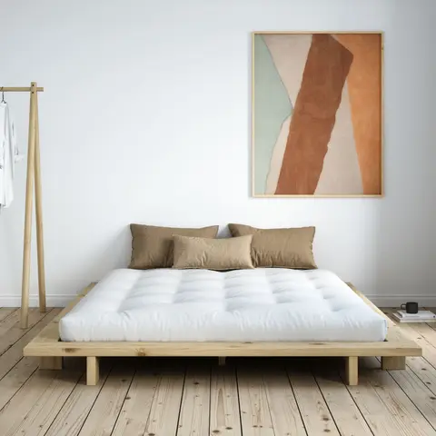 Lit futon JAPAN naturel 140x200 + matelas futon COMFORT écru