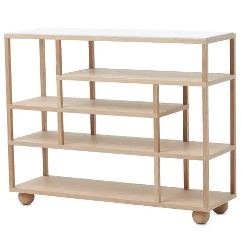 Etagère avec plateau en marbre Show Chêne huilé blanc