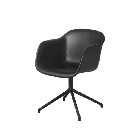 Fiber armchair chaise de bureau avec base pivotante Black leather-anthracite black