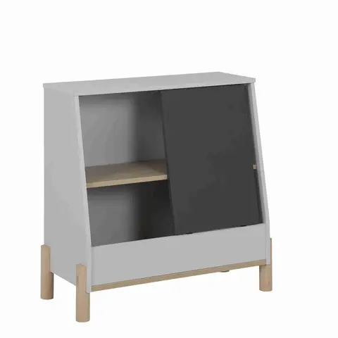 Meuble de rangement enfant avec porte coulissante ardoise - RA5042