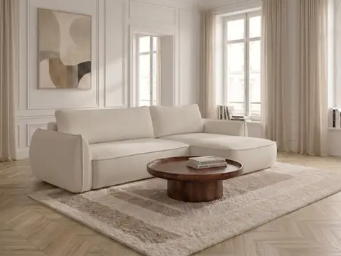 Canapé d'angle convertible réversible ESMEE chenille blanc