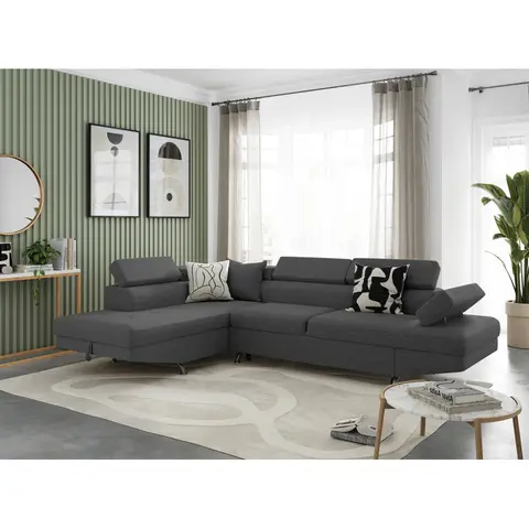 Canapé d'angle convertible moderne en tissu Elpasso — Beige