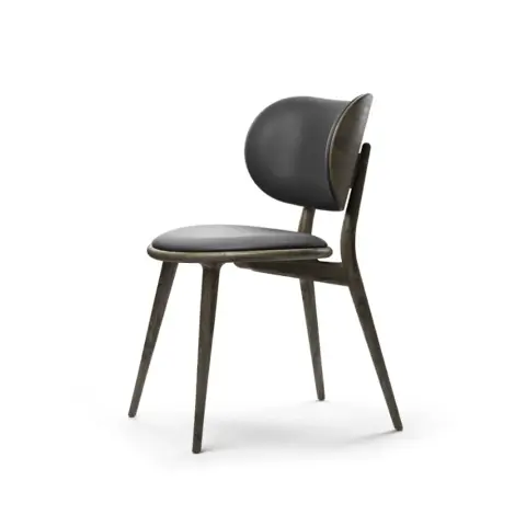 Chaise The Dining Chair cuir noir, support en chêne gris sirka