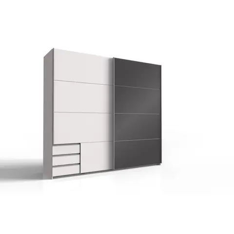Armoire adulte contemporaine Bridget I Blanc/gris ou chêne/graphite — Blanc