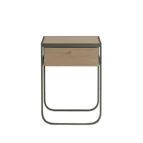 Nati Tati Drawer table de chevet green khaki, chêne laqué blanc