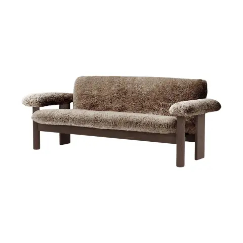 Canapé 2 places Brasilia Dark oak-Sahara sheepskin curly