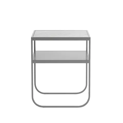 Nati Tati table de chevet marbre blanc, support storm grey