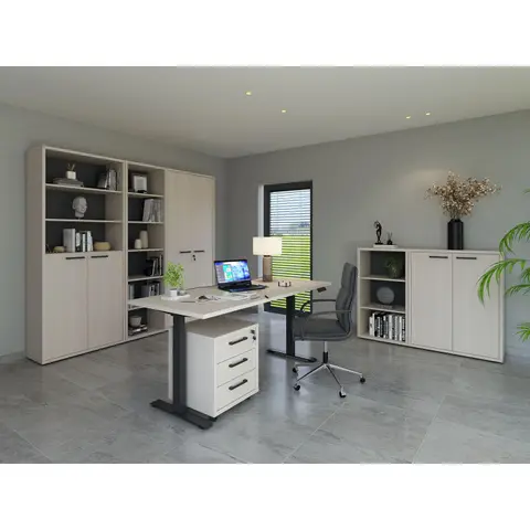 Ensemble de bureau complet contemporain chêne clair Lexos Chêne clair — Chêne clair