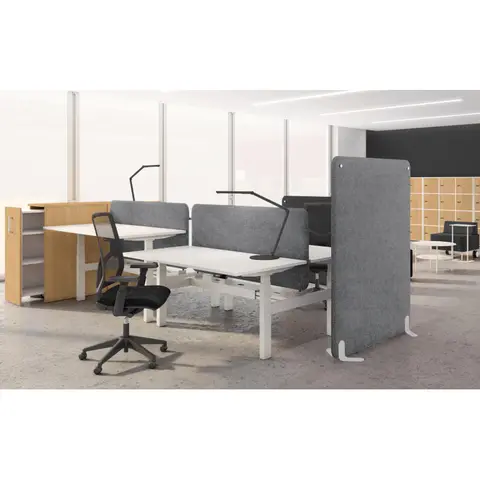 Bureau bench 2 personnes assis debout électrique Dynamics Blanc — Blanc neige