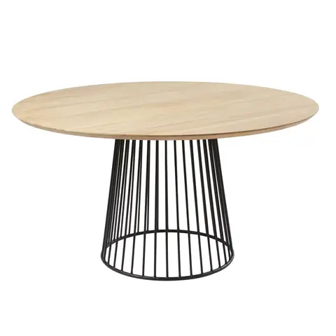Table à manger ronde 4/6 personnes en manguier et acier D140