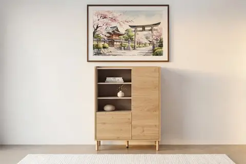 Isadora - Commode Chêne clair 90 cm x 40 cm x 125 cm