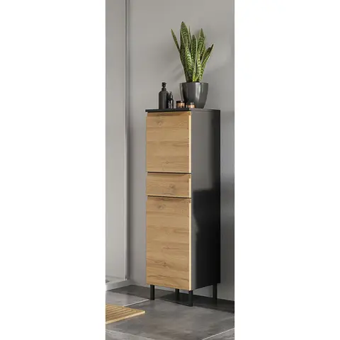 Colonne de salle de bain H 120 cm chêne/graphite Salsa Chêne/graphite — Chêne