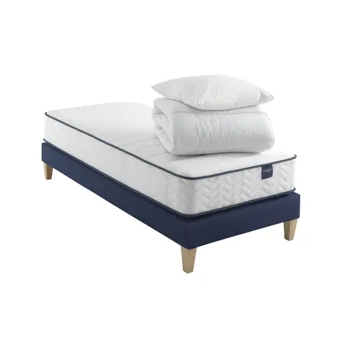 Ensemble matelas ressorts, sommier, pieds, couette et oreiller Rêve 300