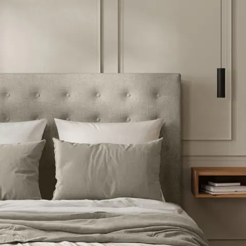 Tête de Lit Capitonnée Toile de Jute Ficelle