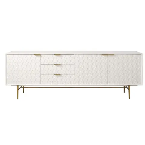 Buffet enfilade vintage 3 portes 3 tiroirs blanc L220
